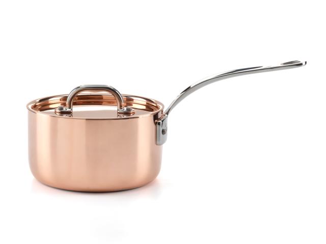 Kasserolle i kobber med lokk 1,5 l
