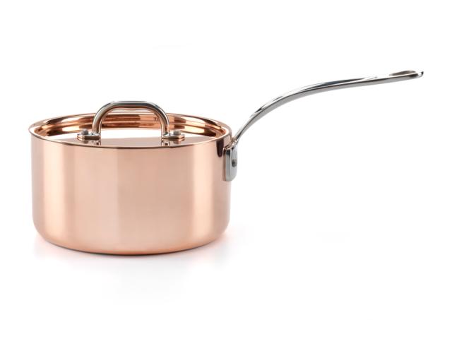 Kasserolle i kobber med lokk 2 l