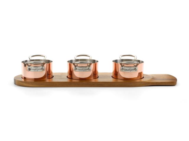 Minigryter sett i 3 deler i kobber 9 cm