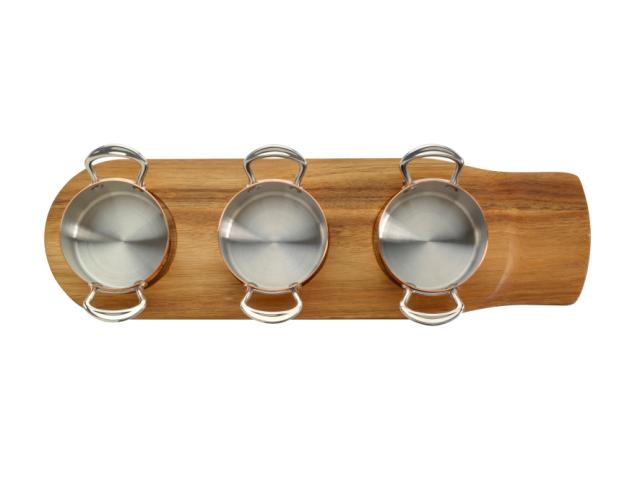 Minigryter sett i 3 deler i kobber 9 cm