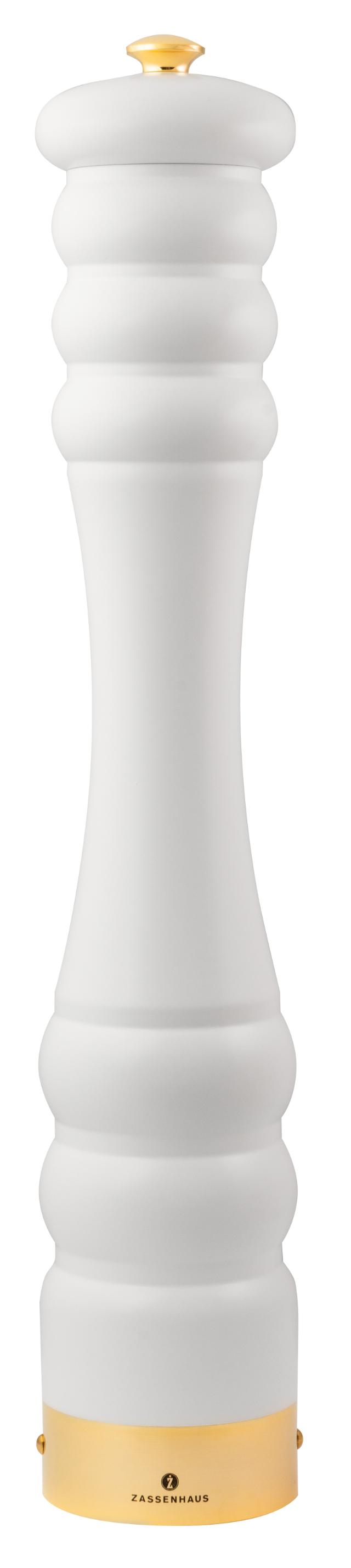 Saltkvern 45 cm matt hvit/gull