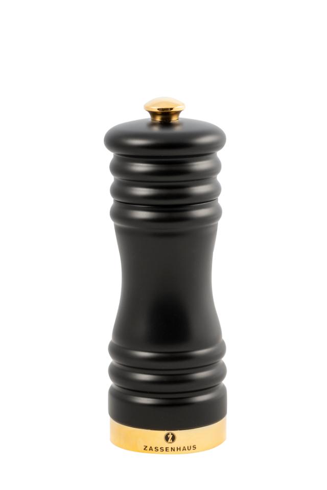 Pepperkvern 15 cm matt svart/gull