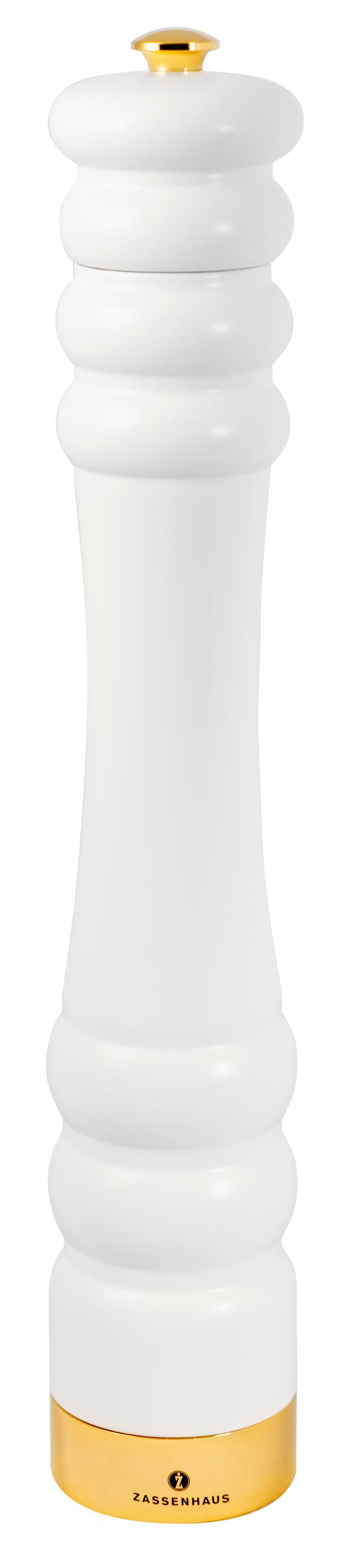 Saltkvern 35 cm matt hvit/gull