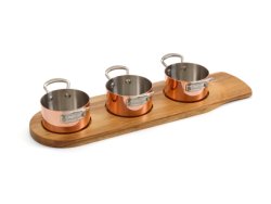 Minigryter sett i 3 deler i kobber 9 cm